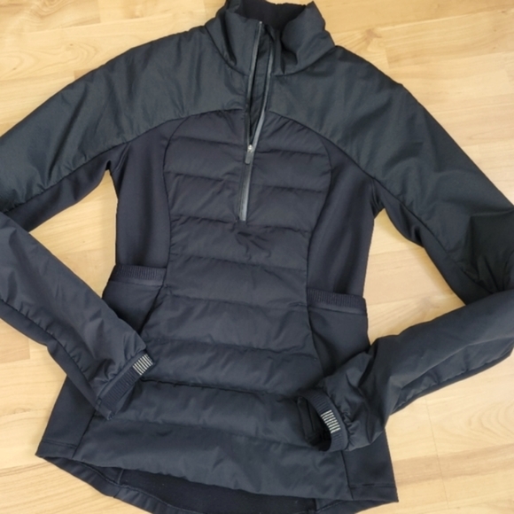 New Lululemon Black Down For It All Pullover Jacket 4 Quilted Stretch - Picture 3 of 14
